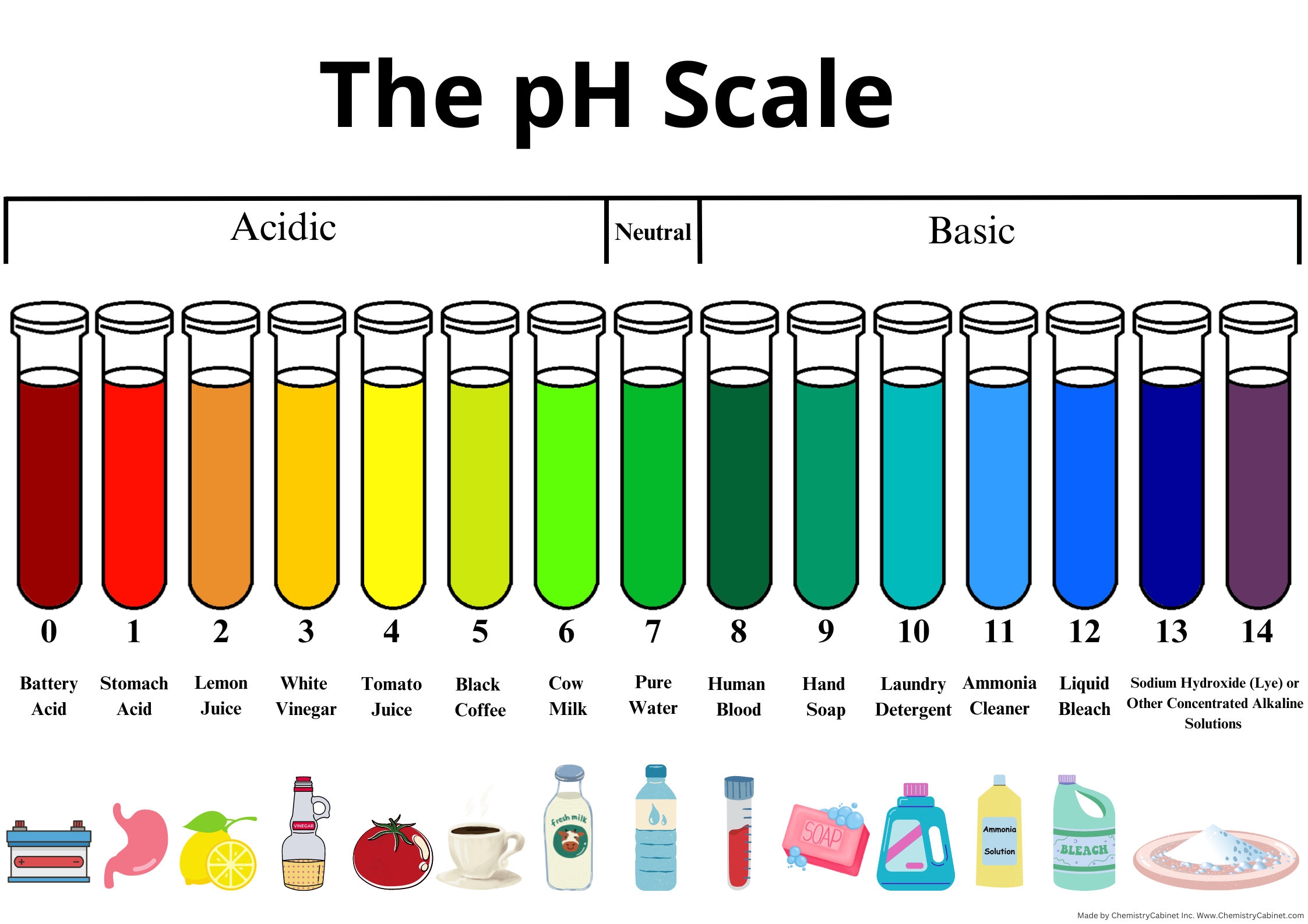 Ph Scale Chart Print PDF Download Chemistry For Classroom Acid Alkaline Ph Chart Etsy