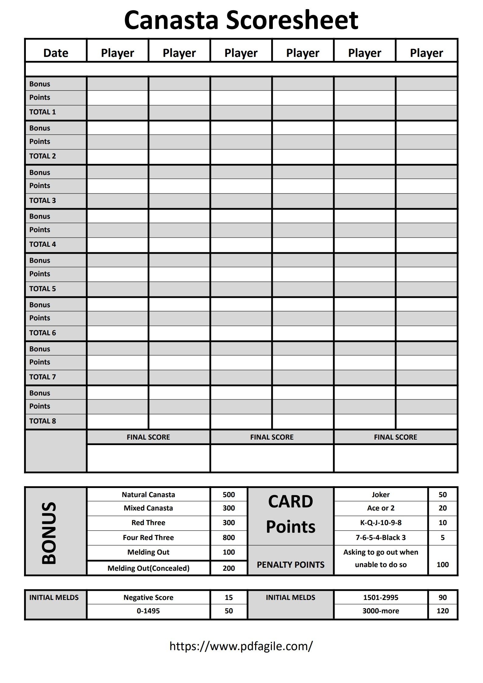 Phase 10 Score Sheet Printable Phase 10 Score Sheet Printable