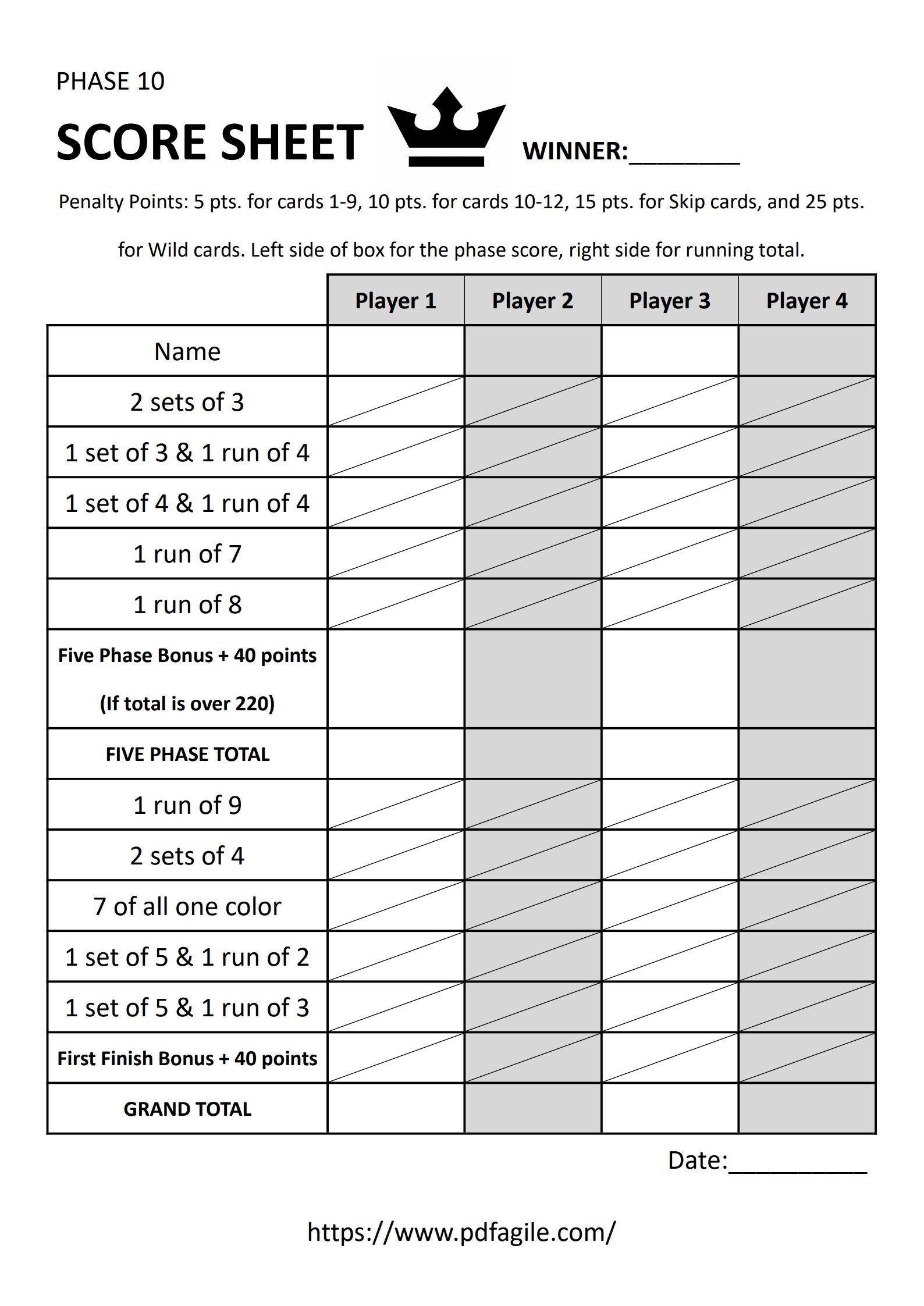 Phase 10 Scoresheet Template PDF Agile Phase 10 Scoresheet Template PDF Agile