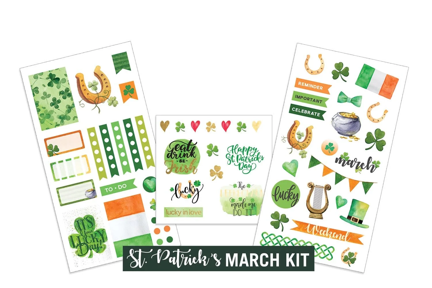Free St Patricks Printable Planner Stickers