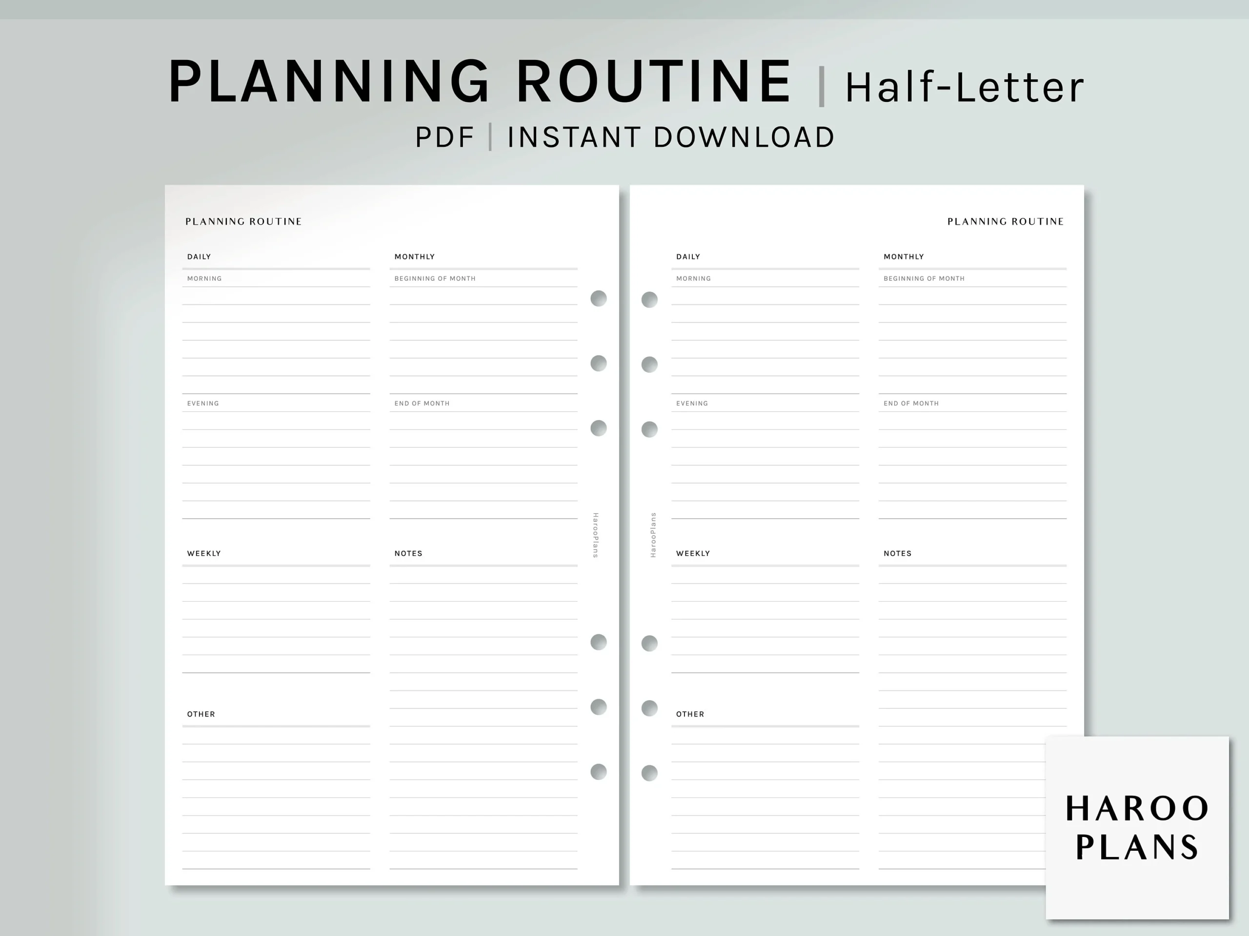 Planning Routine Half letter Printable Planner Inserts Organizer Setting Worksheet Daily Monthly Journal Checklist Digital Download Etsy