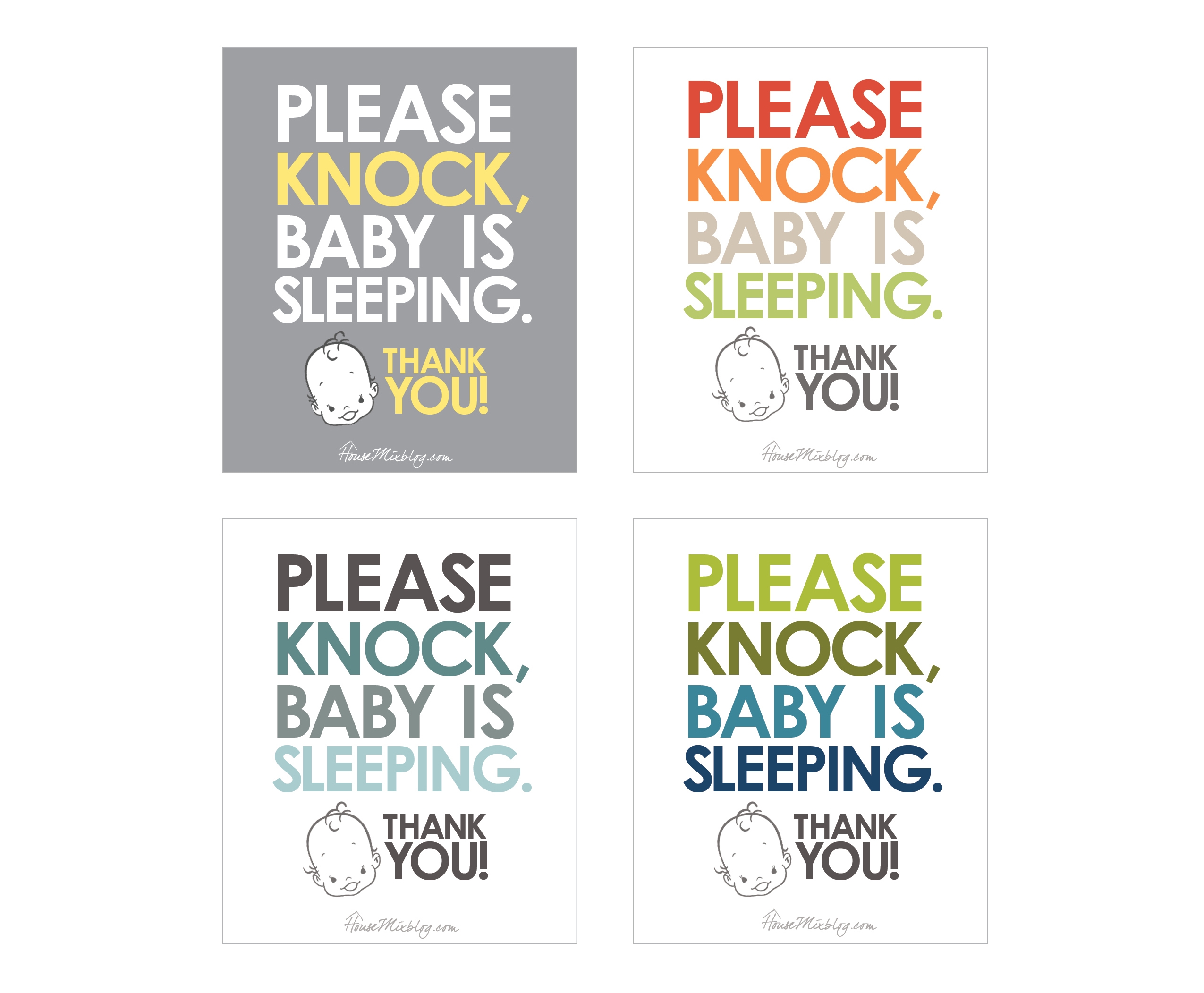 Please Knock Baby Sleeping Printable Sign House Mix