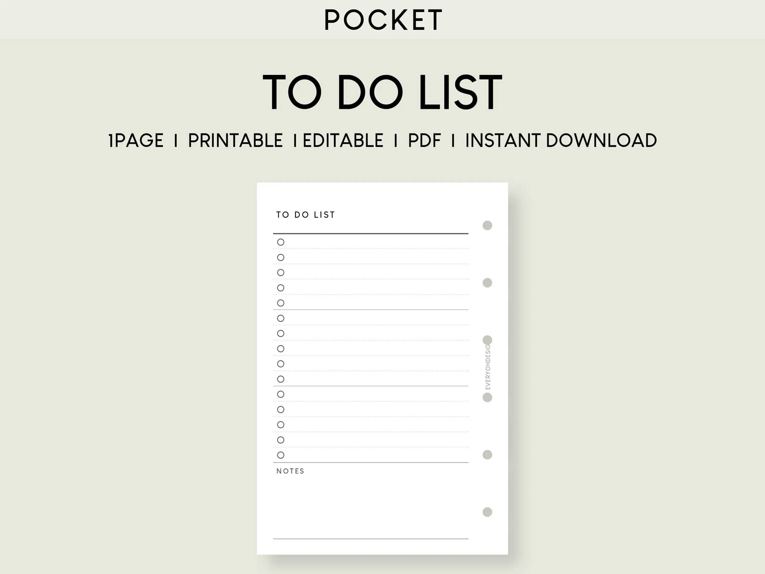 Pocket To do List Printable Inserts Editable To Do List Template Minimalist Task Planner Fillable Simple Checklist Worksheets Etsy