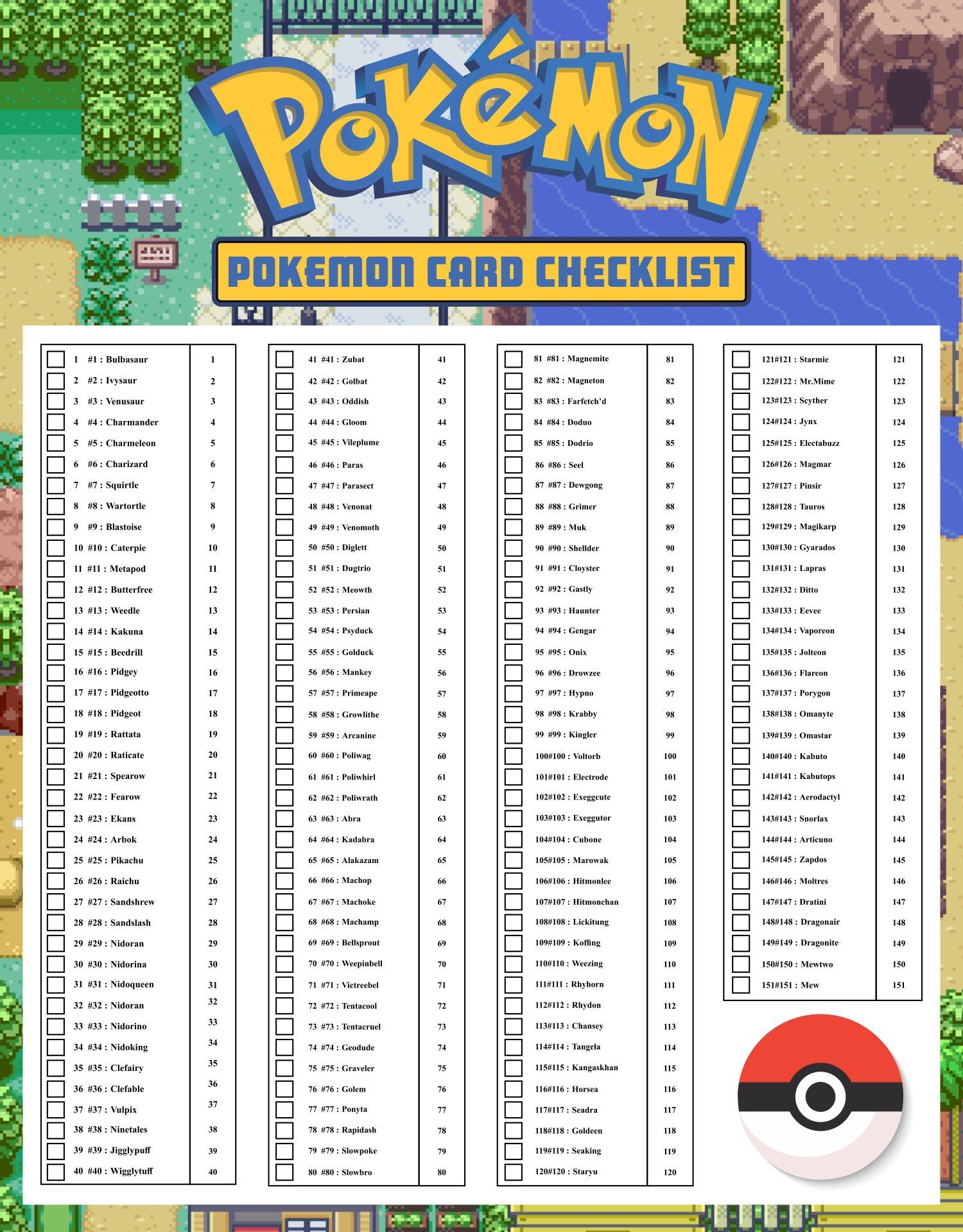 Pokemon Checklist 10 Free PDF Printables Printablee Pokemon Checklist 10 Free PDF Printables Printablee