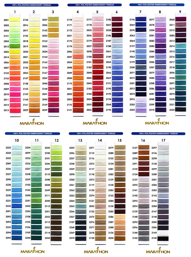 Polyester Thread Chart 204 Marathon Thread