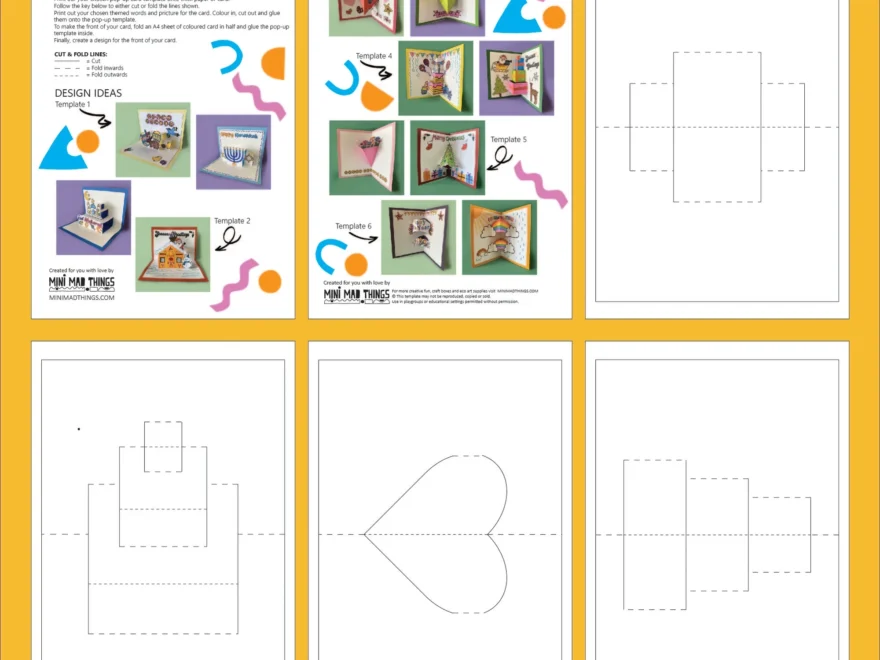 Pop up Cards Printable Activity Sheets Mini Mad Things