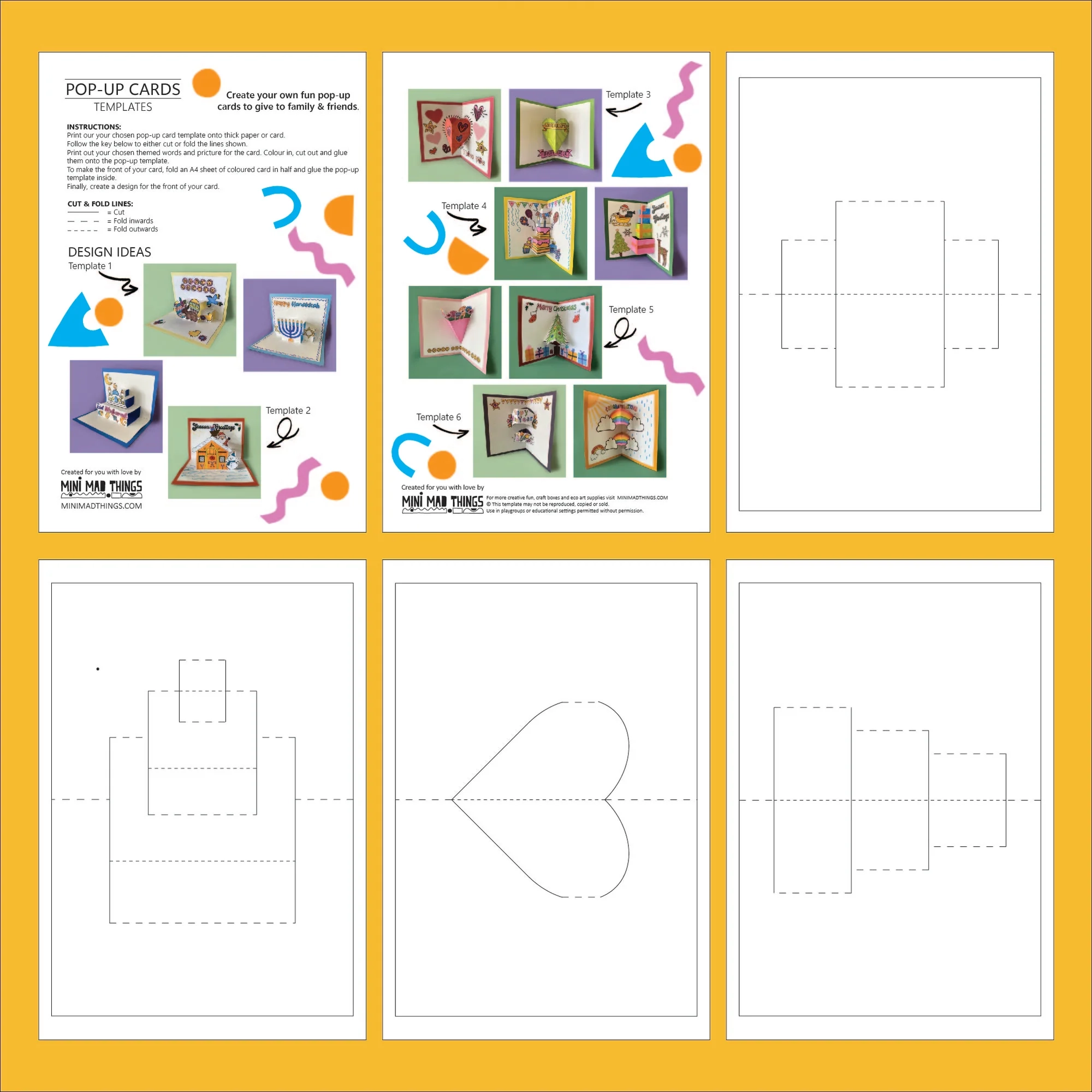 Pop up Cards Printable Activity Sheets Mini Mad Things Pop up Cards Printable Activity Sheets Mini Mad Things