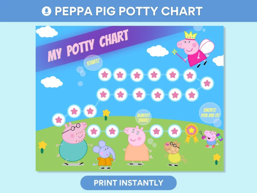 Potty Training Chart Printable Potty Reward Chart Potty Training Sticker Chart Behavior Reward Chart Toilet Training Peppa Pig Reward Chart Etsy