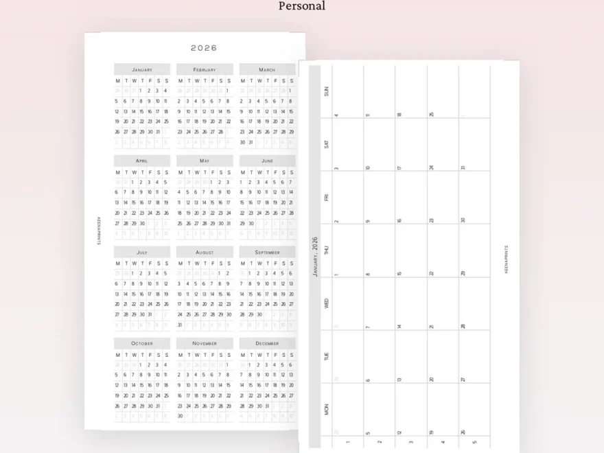 PP195 2026 MONTHLY WEEKLY AND DAILY TRACKER PLANNER PRINTABLE INSER KeenaPrints