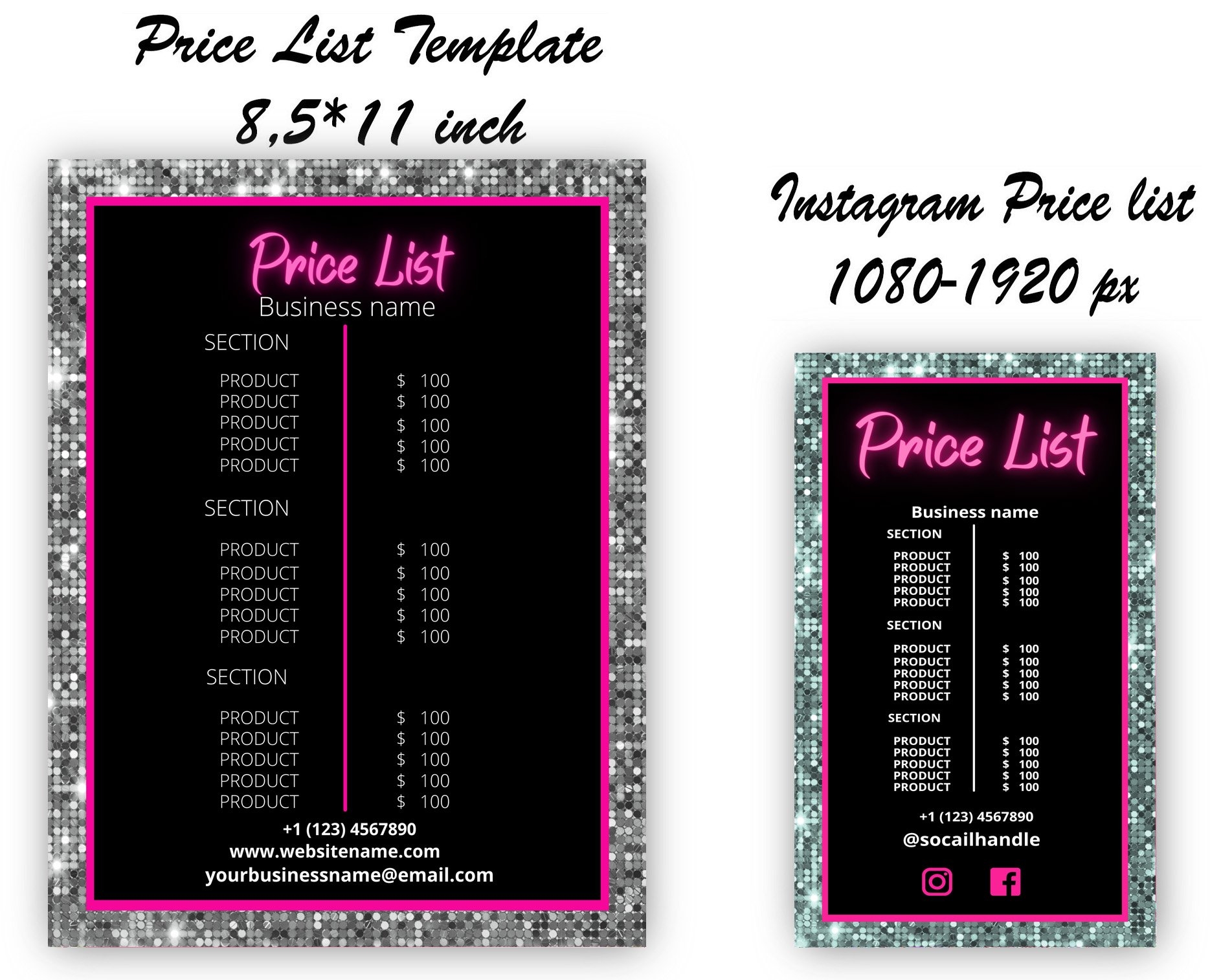 Price List Template Editable Social Media Flyer
