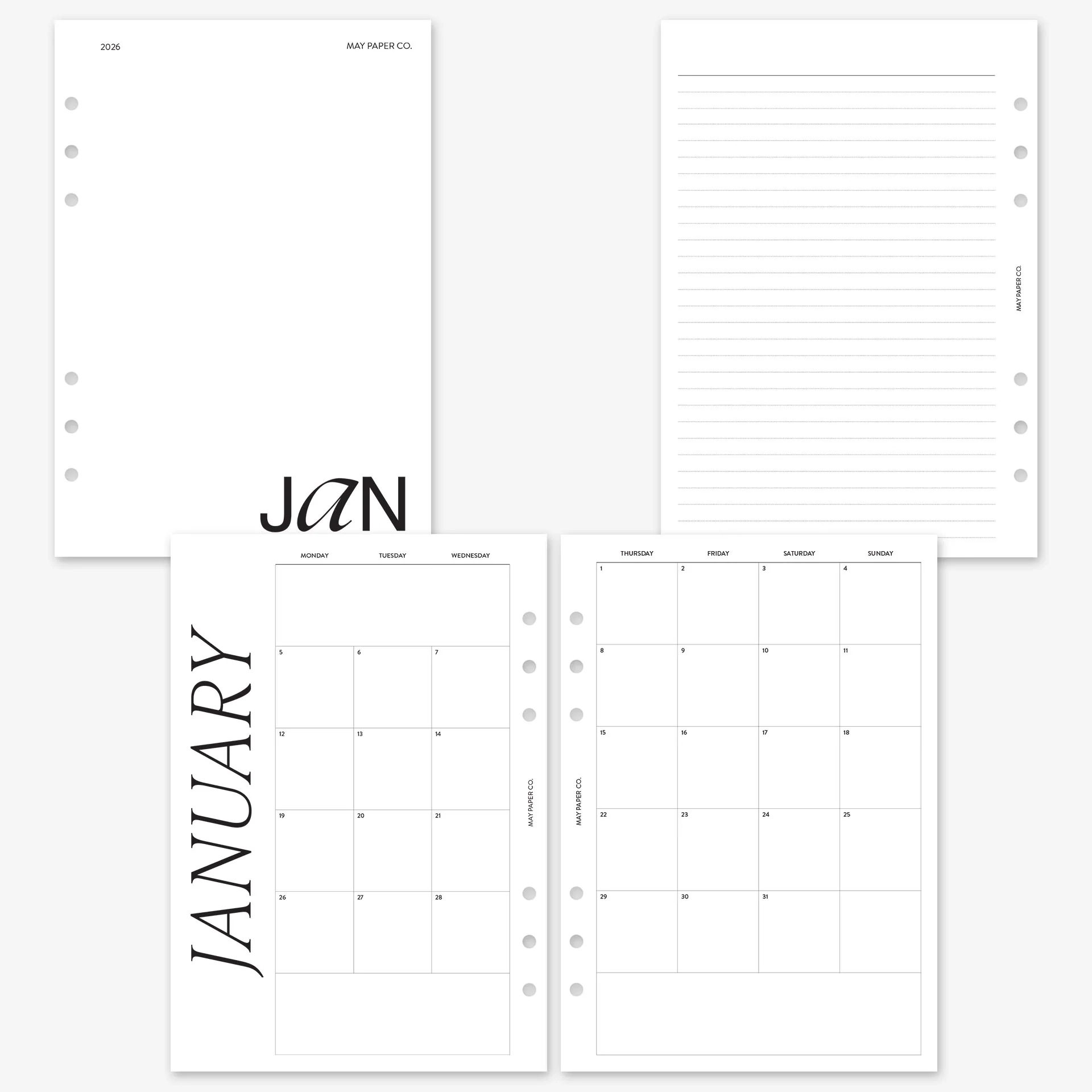 PRINTABLE 2026 MO2P Monthly Month On Two Pages Dated CLASSIC MAY PAPER CO 
