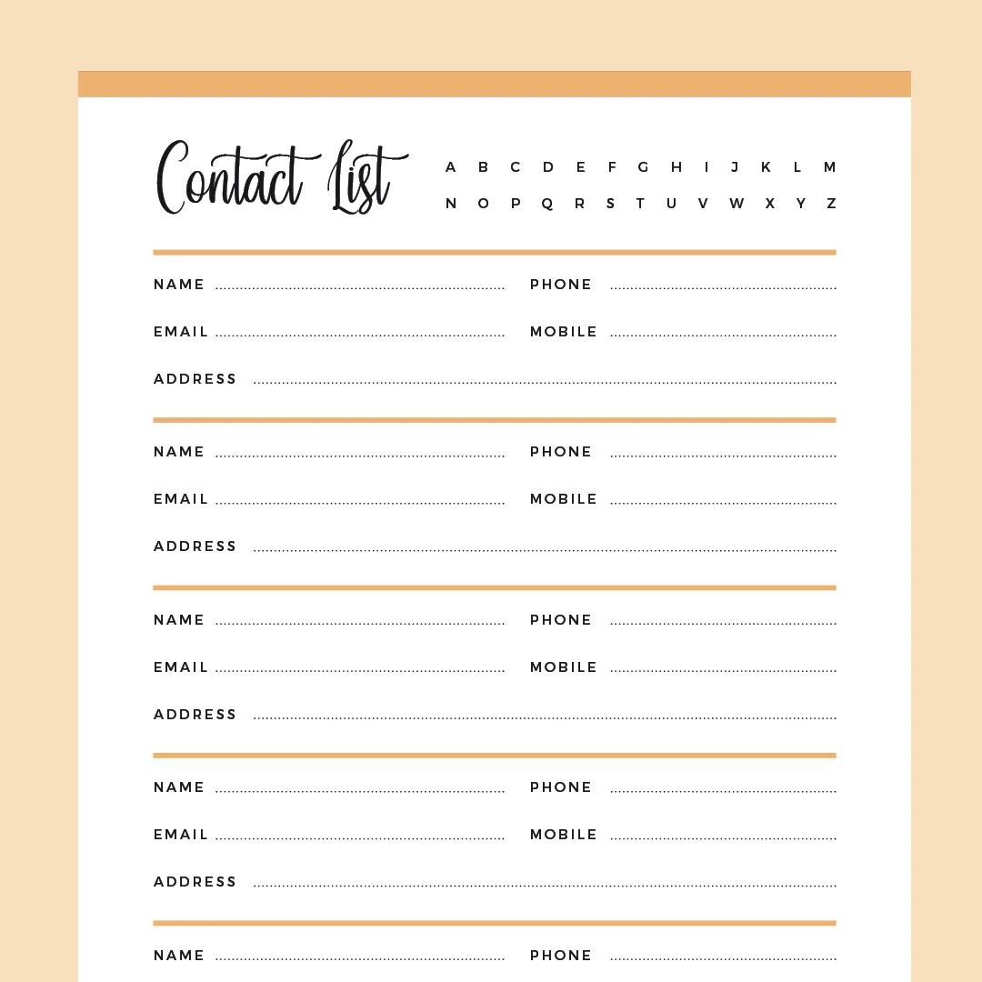 Printable Address Book US Letter And A4 Size PDF Instant Download Plan Print Land
