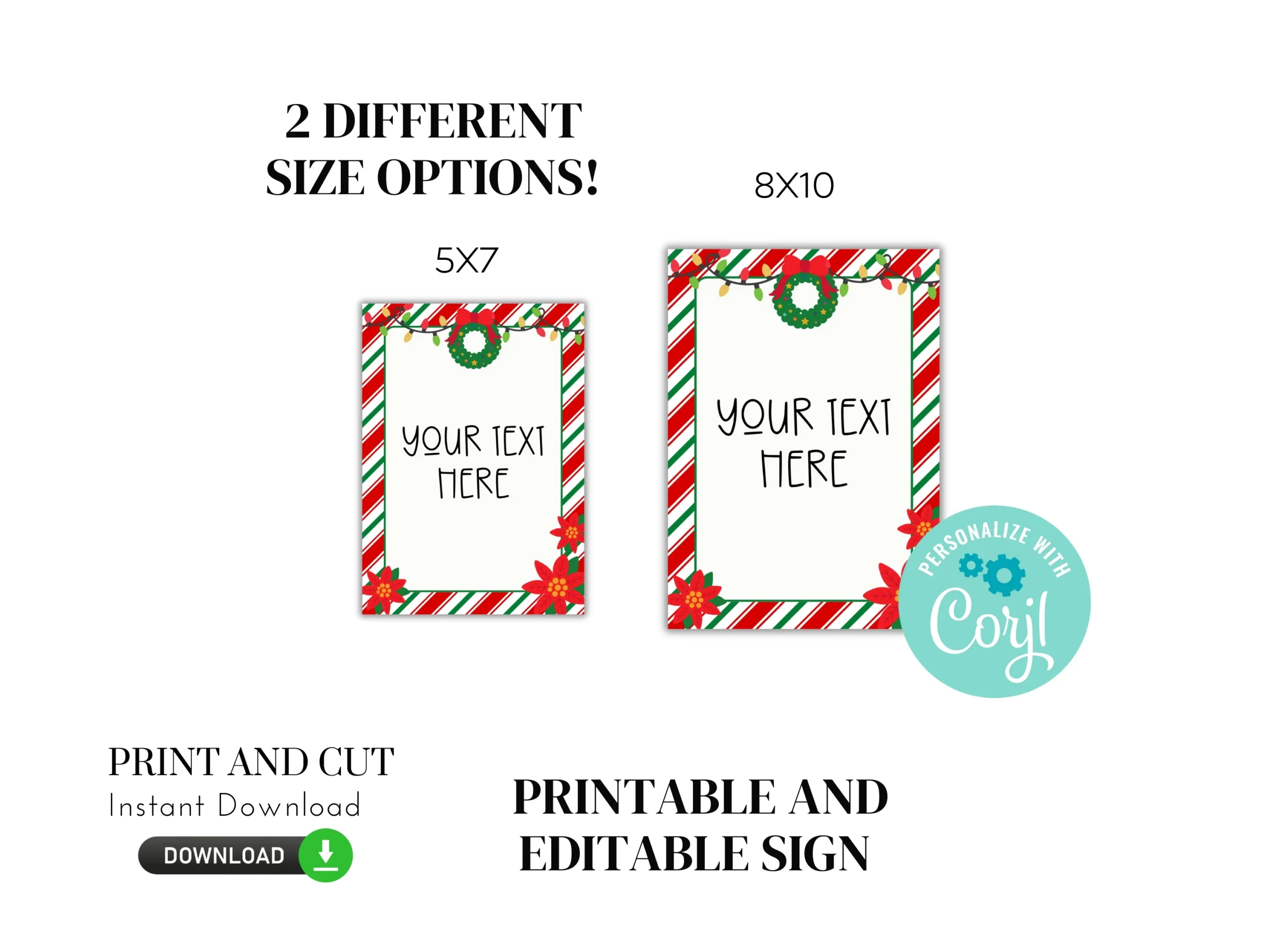 Printable And Editable Christmas Sign PinkFish Shop