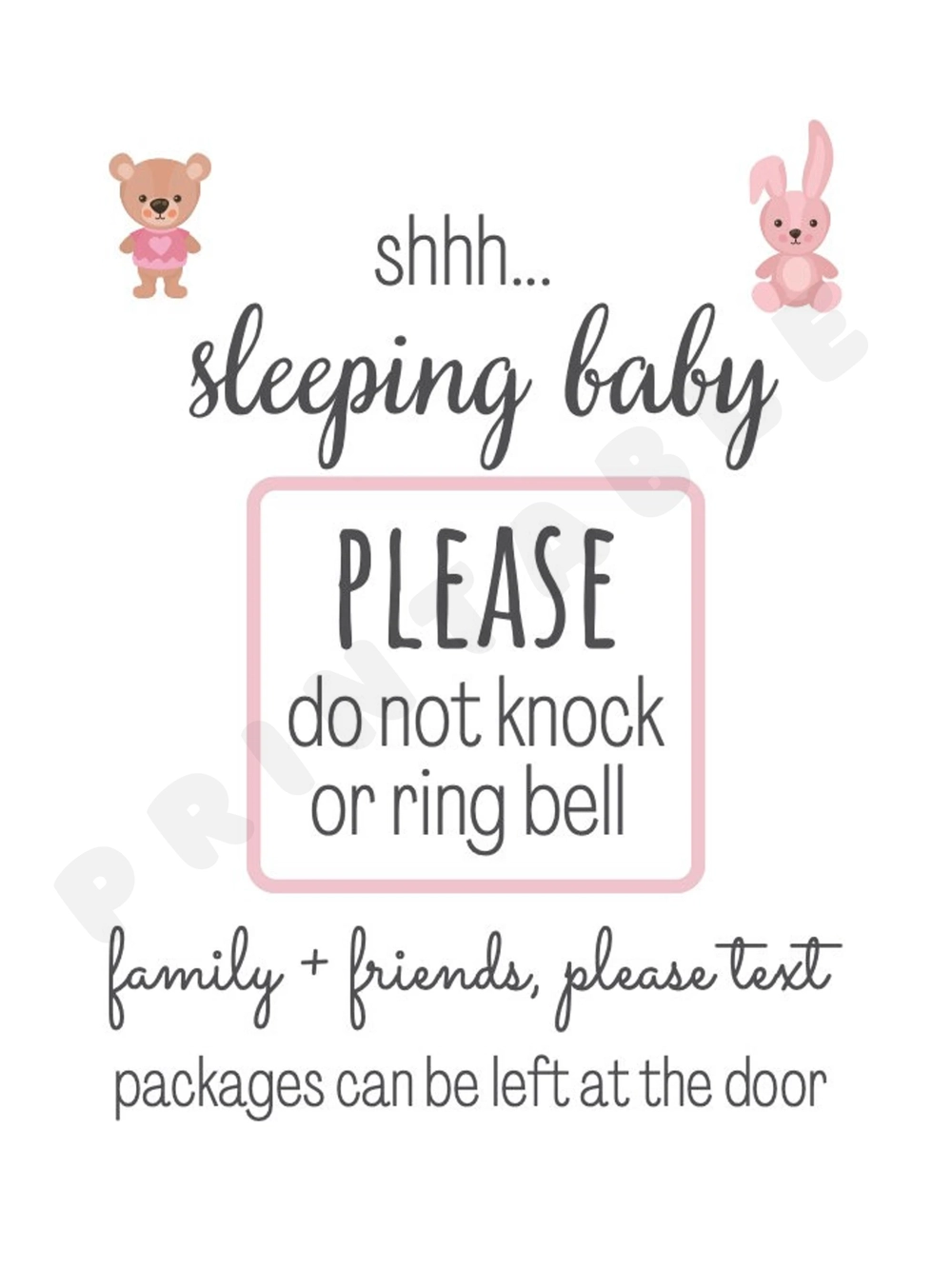Printable Baby Sleeping Sign Birthing Bliss