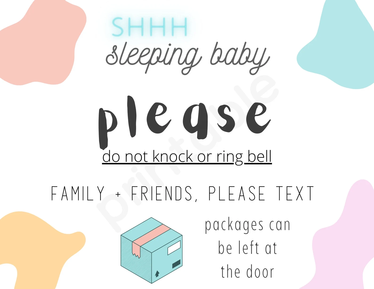 Please Knock Baby Sleeping Printable Sign