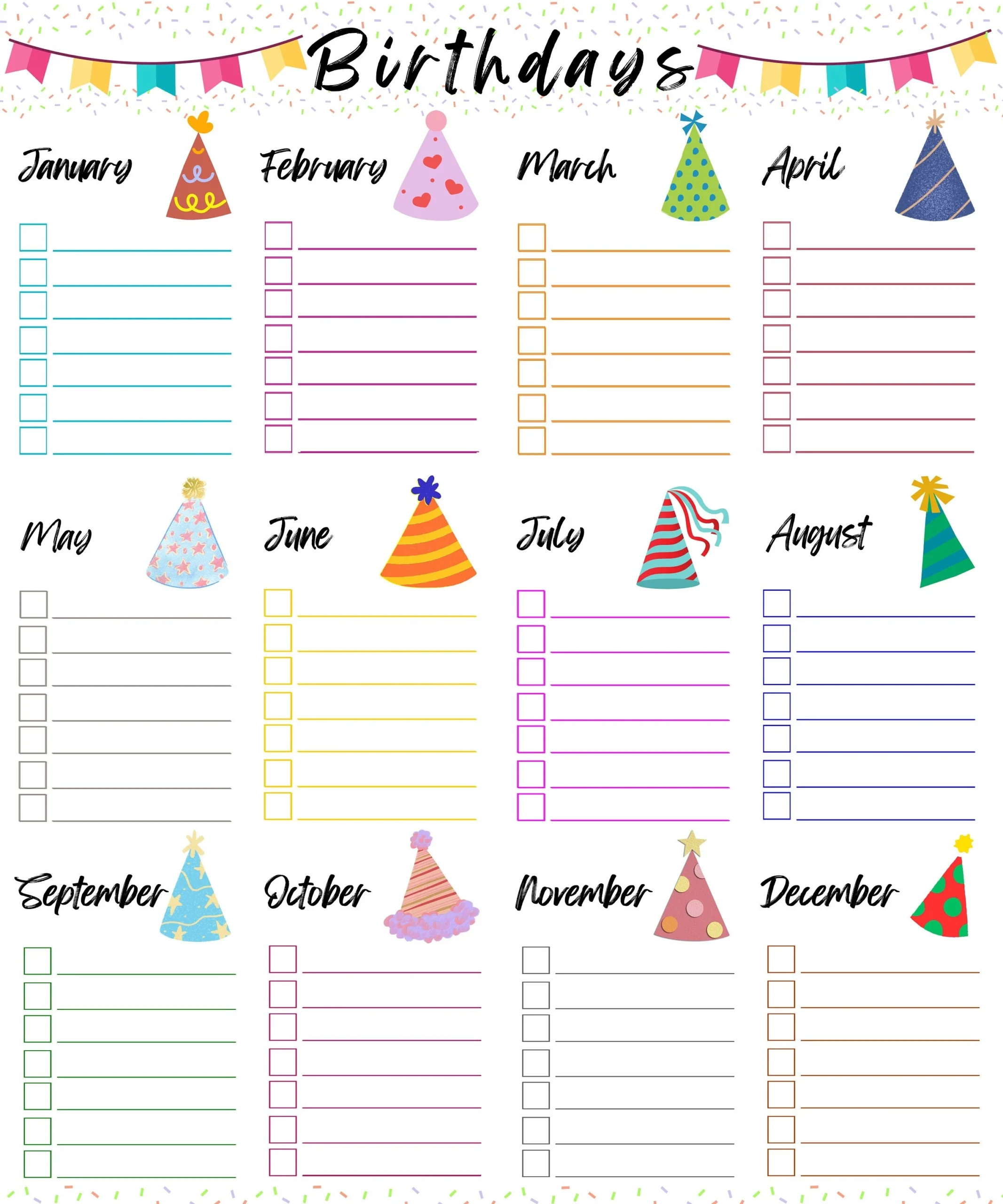 Printable Birthday Tracker Birthday List Organizer PDF Etsy