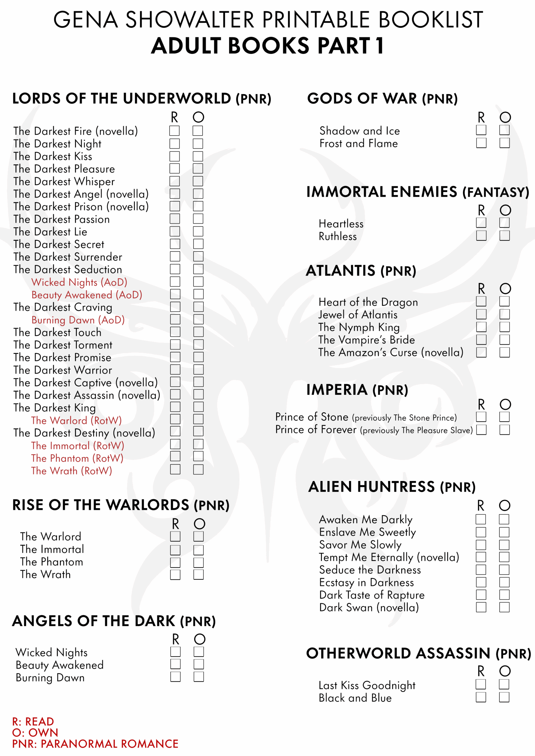 Printable List Of Books Printable List Of Books