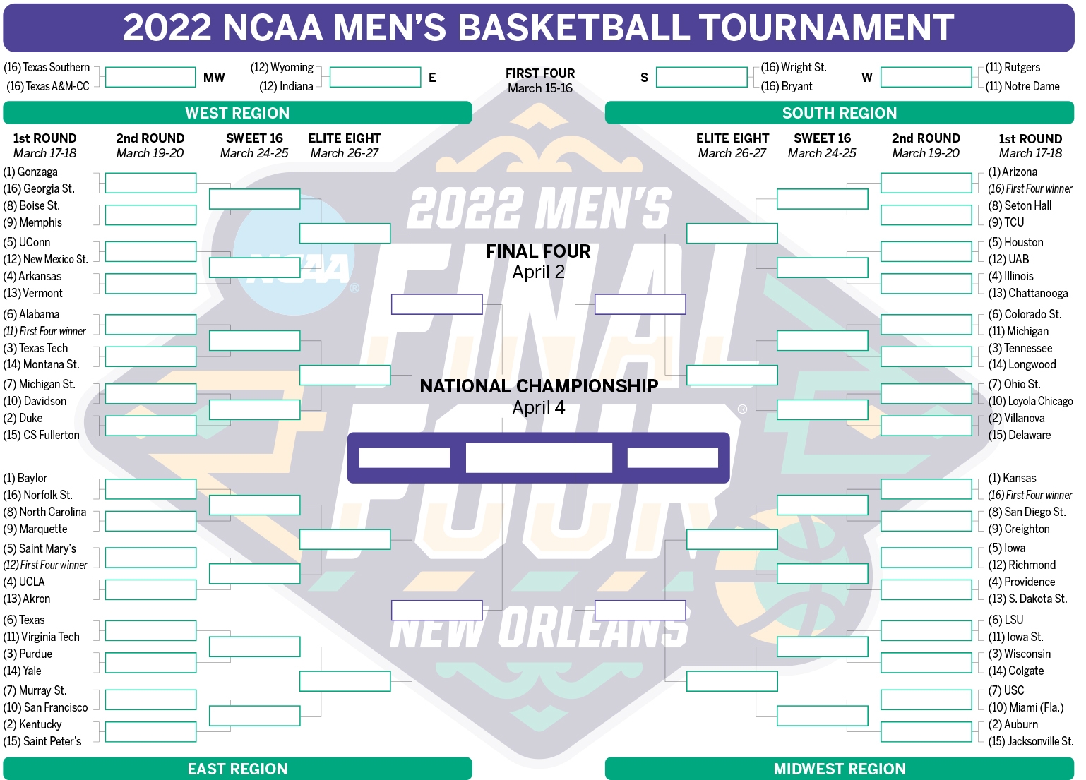 Ncaa Mens Basketball Printable Schedule