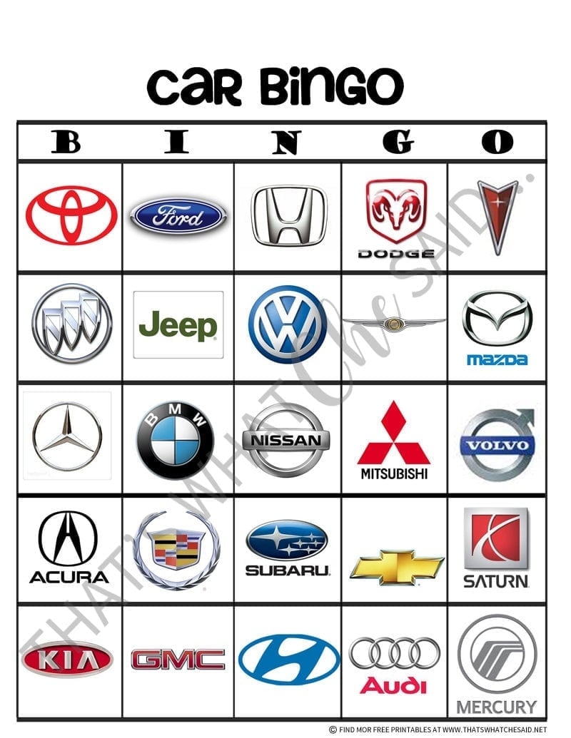 Encicopediea Printable Car Logo Sheet