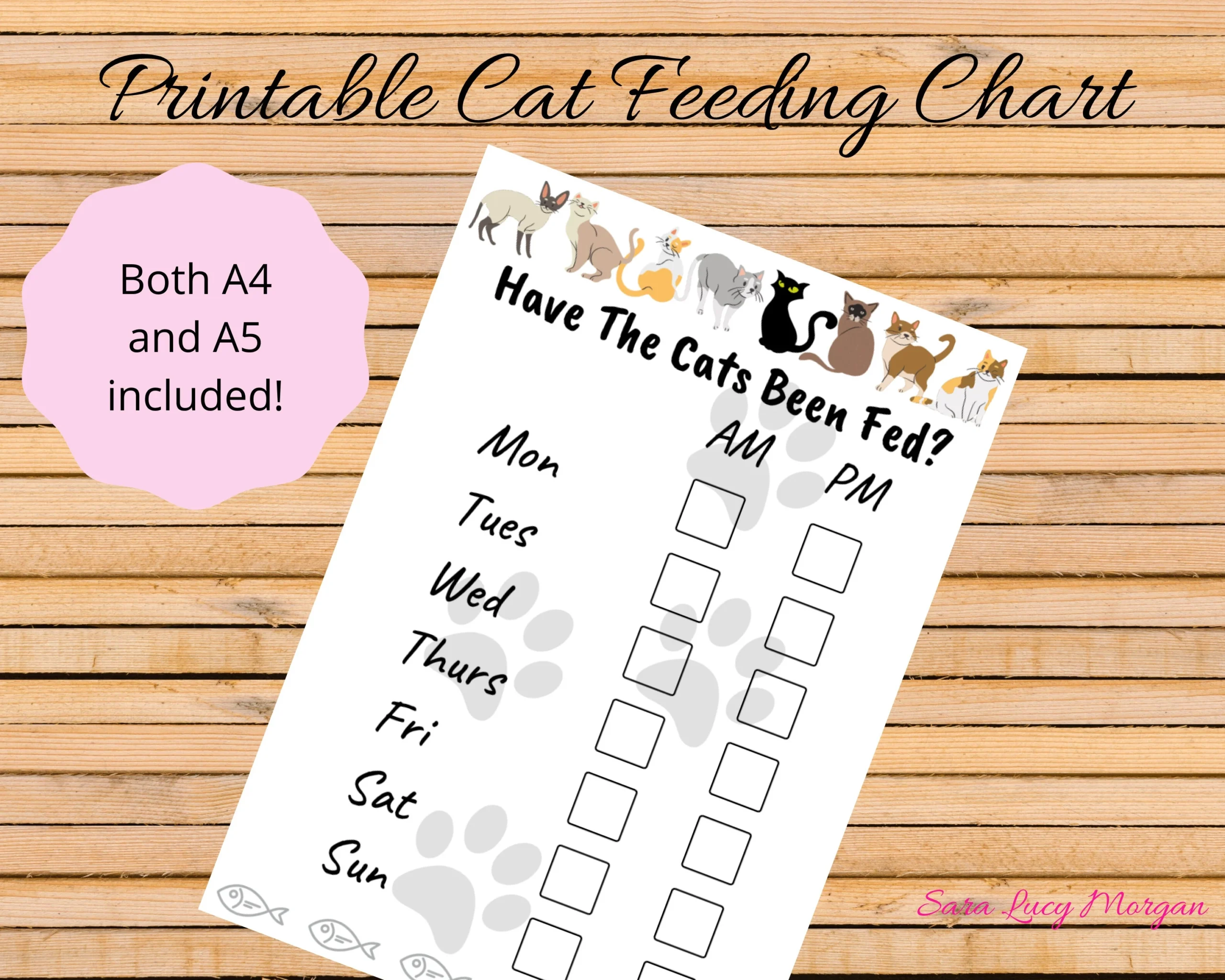 Printable Cat Feeding Chart Printable Cat Feeding Chart