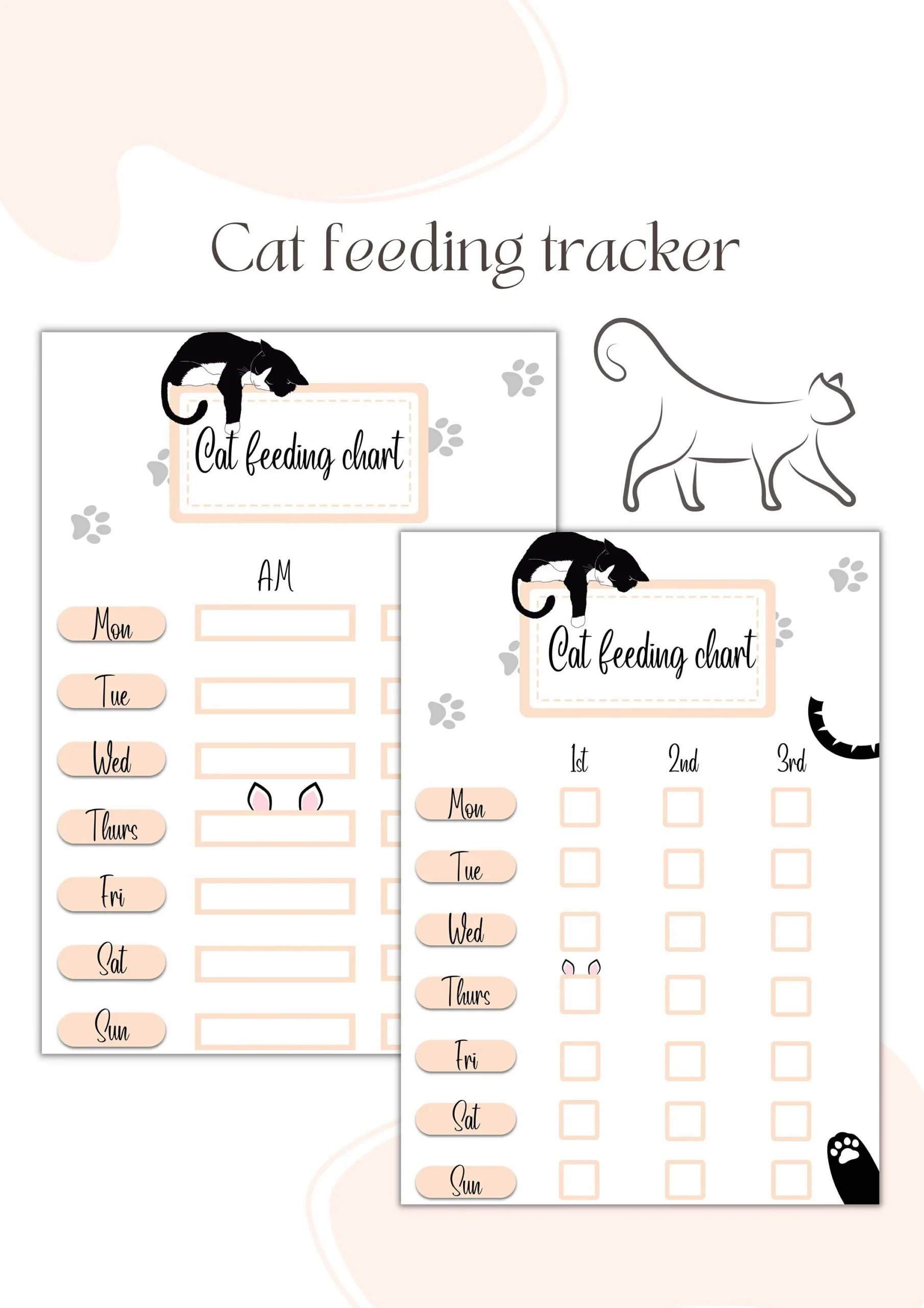 Printable Cat Feeding Chart Etsy Printable Cat Feeding Chart Etsy