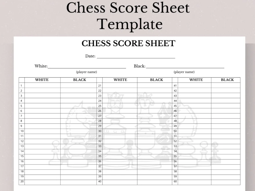 Printable Chess Score Sheet Template Printable Chess Score Card Chess Score Sheet Chess Scoring Guide Chess Board Game Chess Etsy Norway