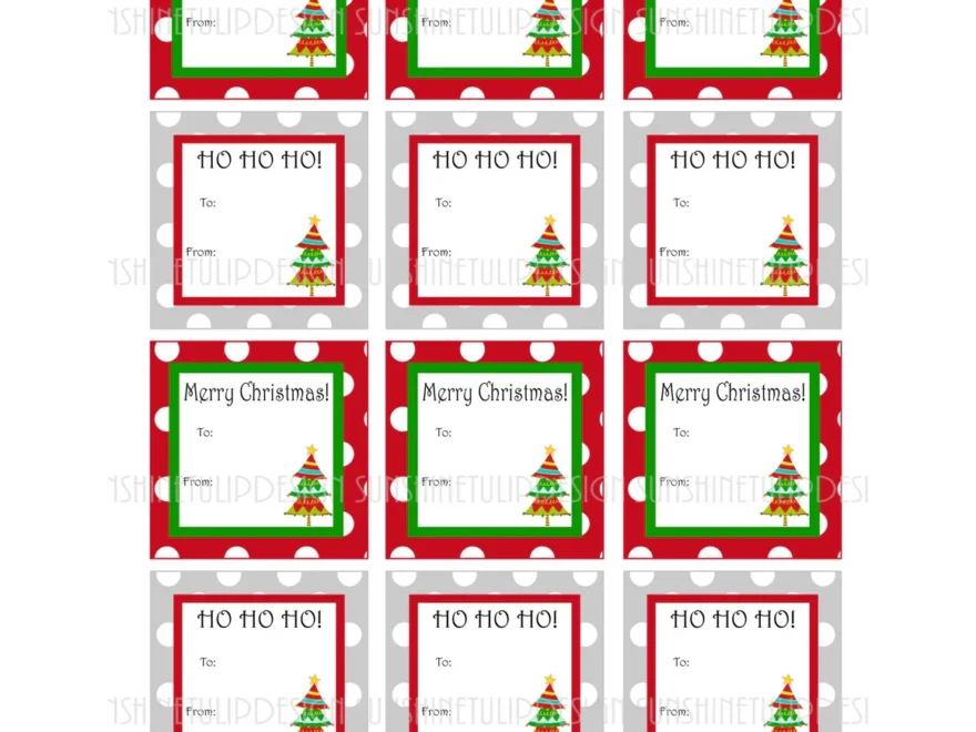 Printable Christmas Gift Tags Christmas Labels Red And Green Christm Sunshinetulipdesign