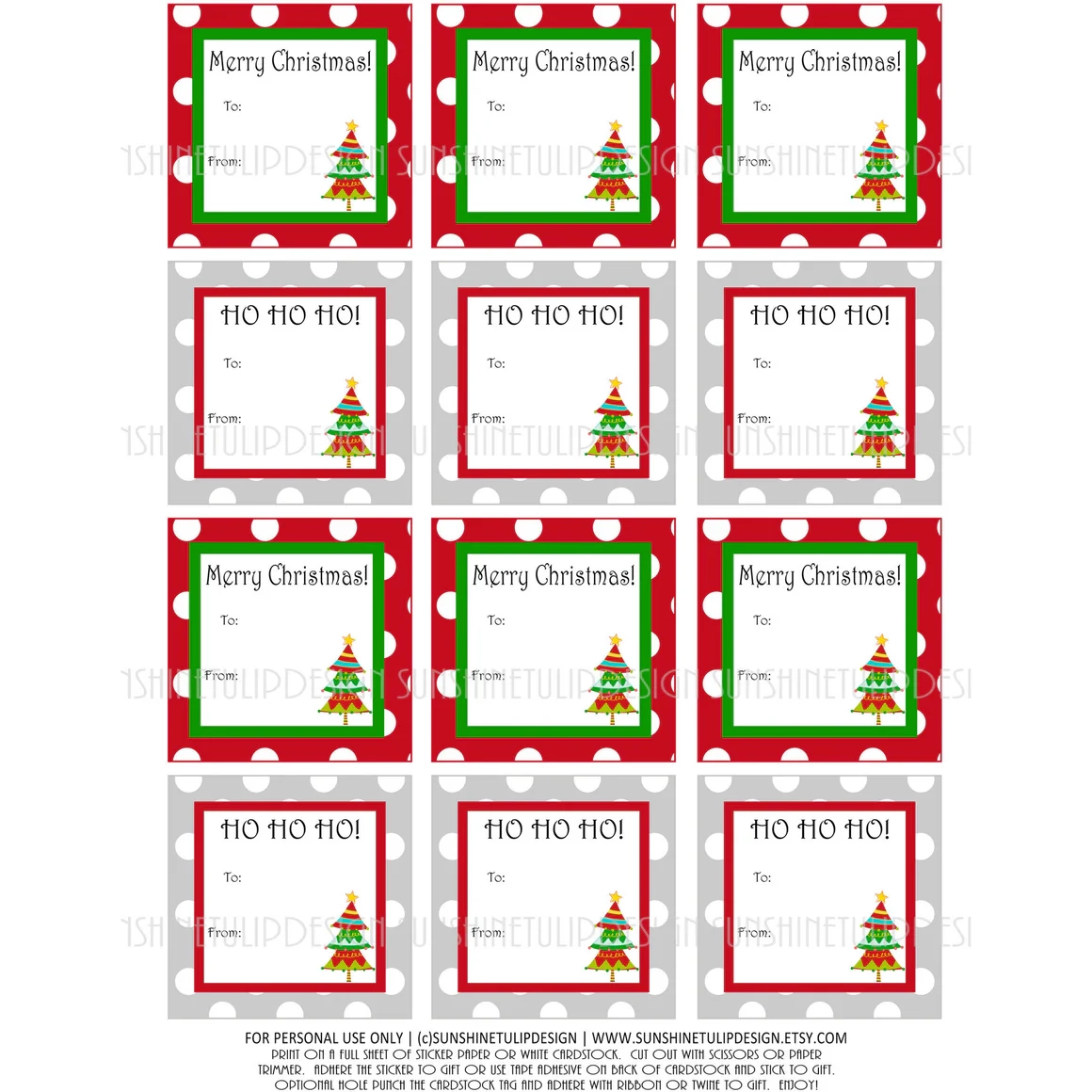 Printable Christmas Gift Tags Christmas Labels Red And Green Christm Sunshinetulipdesign