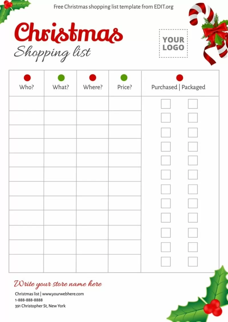 Christmas List Printable Sheet