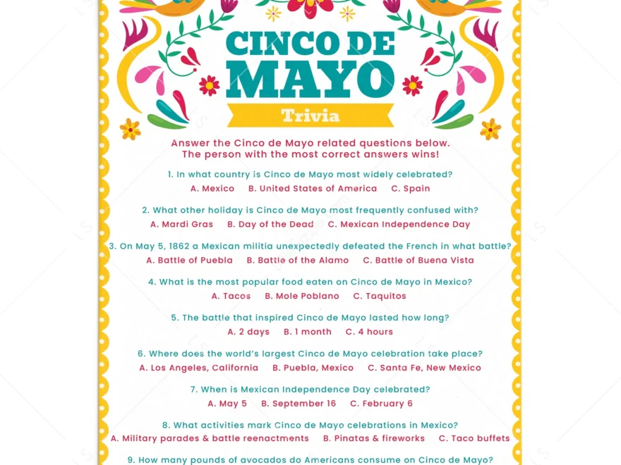 Printable Cinco De Mayo Trivia Game With Answer Key LittleSizzle
