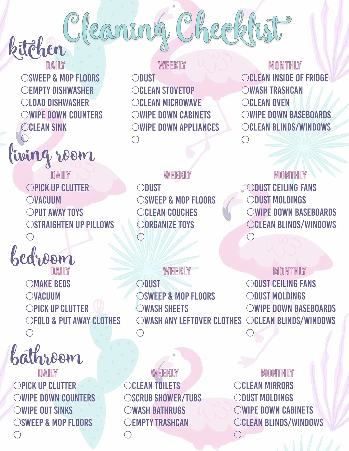 Free Cleaning Schedule Printable