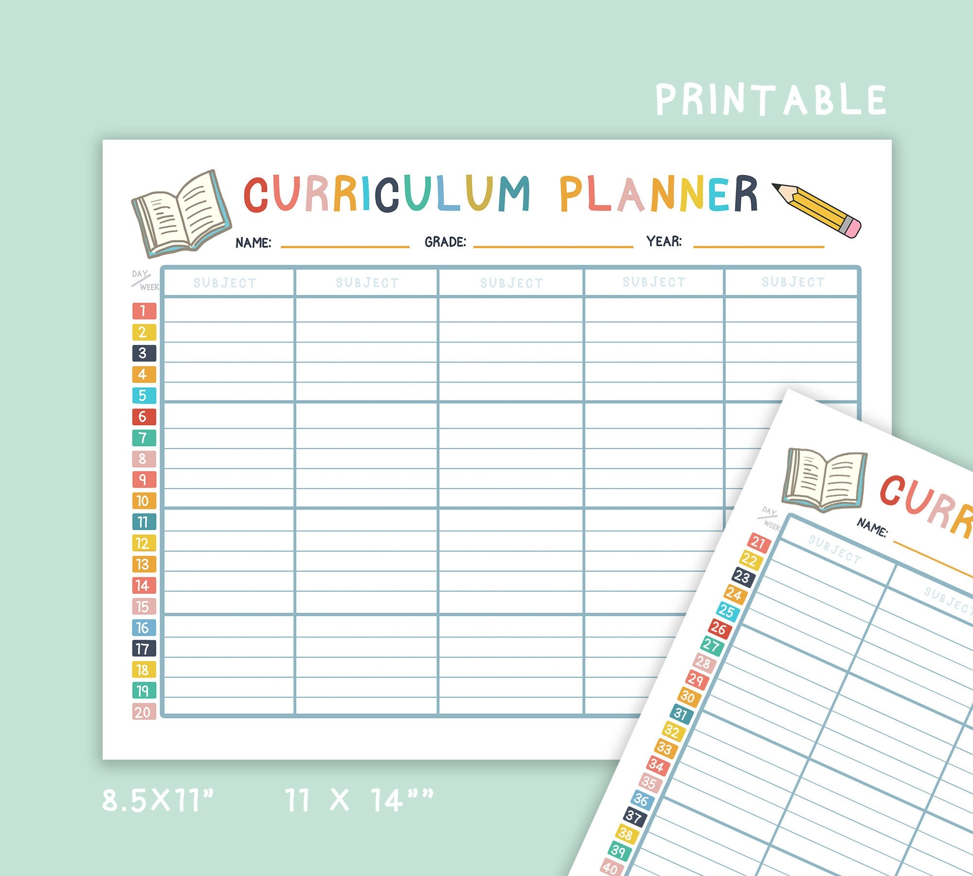 Curriculum Planner Free Printable
