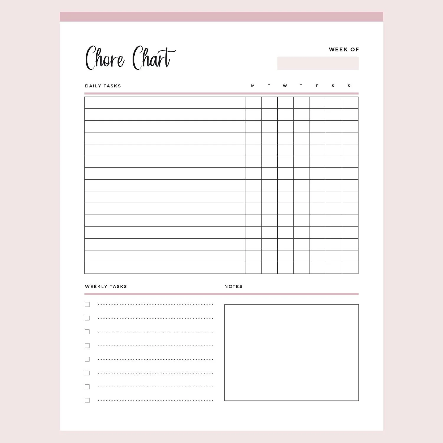 Printable Daily Chore Chart Plan Print Land