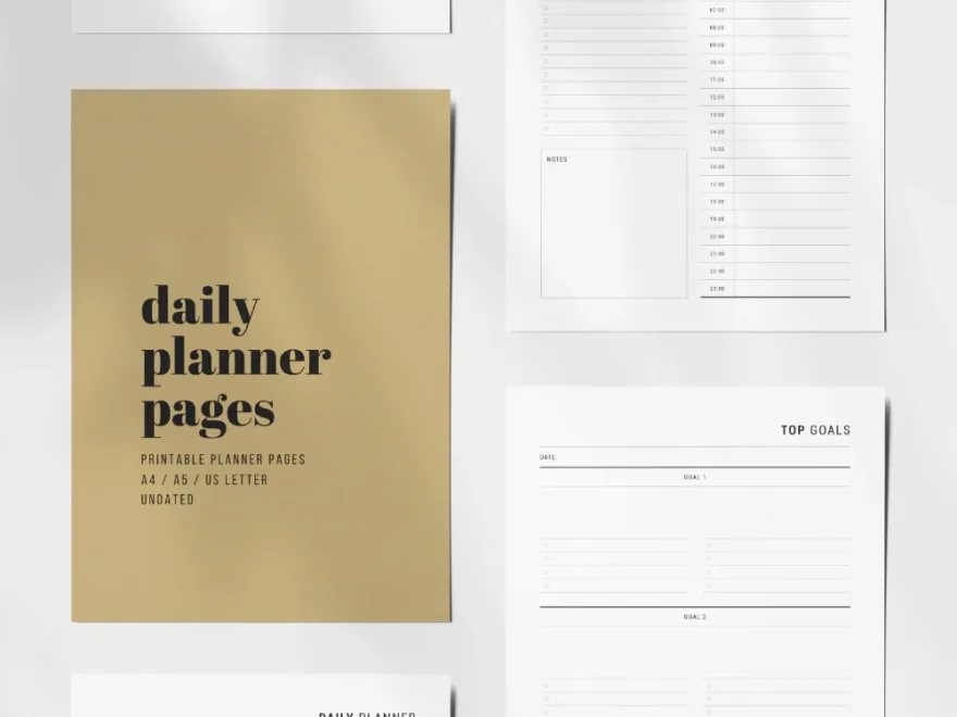 Printable Daily Planner Undated A4 A5 US Letter PDF JPEG PAPER MOON Art Design