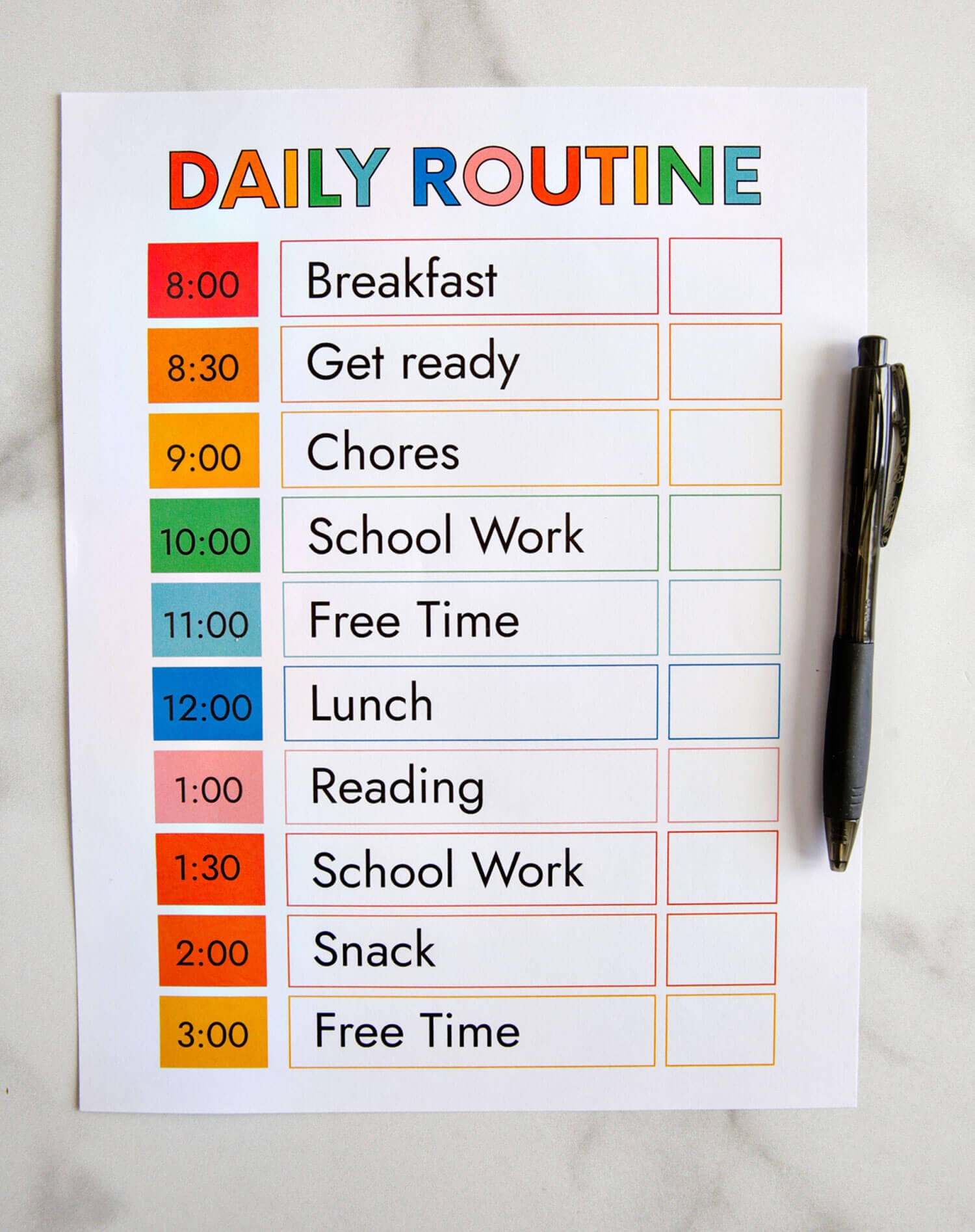 Daily Routine Daily Schedule Printable