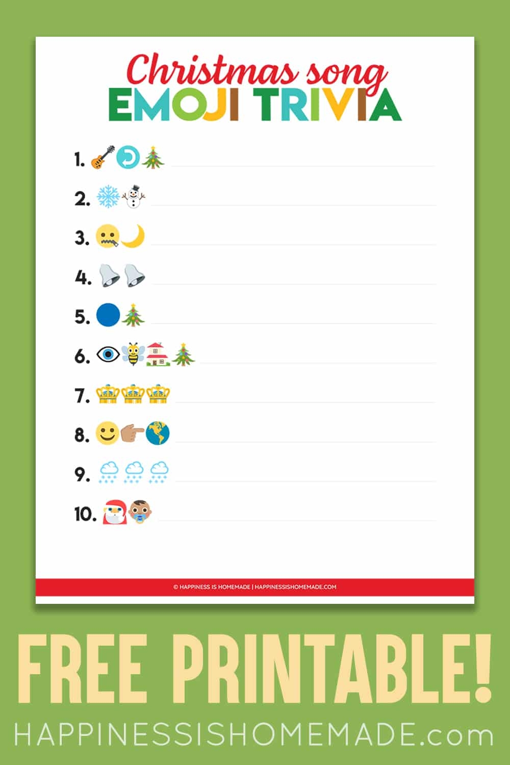 Printable Christmas Emoji Quiz