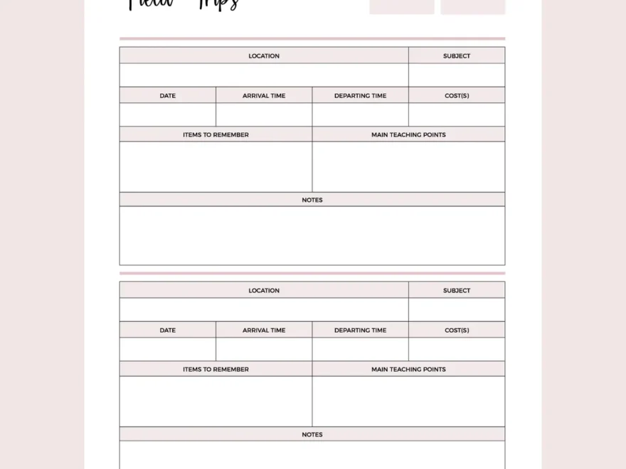 Printable Field Trip Planner For Homeschool Plan Print Land