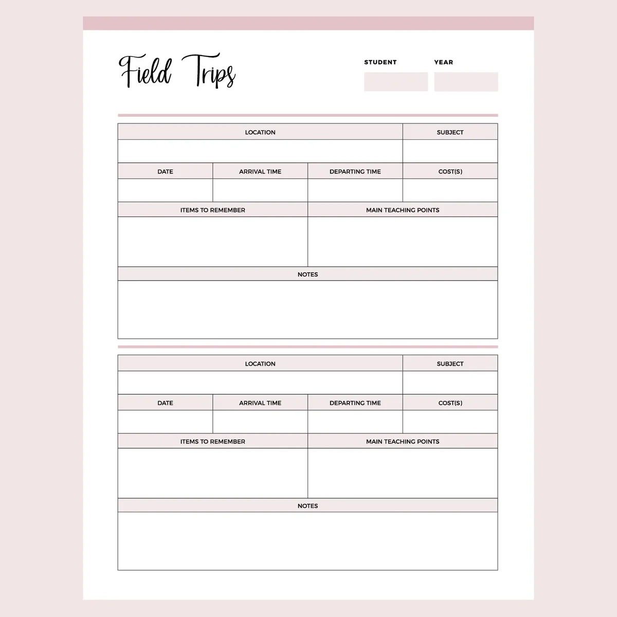 Printable Field Trip Planner For Homeschool Plan Print Land