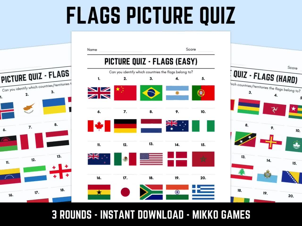 Printable Flags Picture Quiz With Answers Picture Round Quiz Sheets Pub Quiz Trivia Downloadable Table Quiz Fun Geography Quiz Etsy