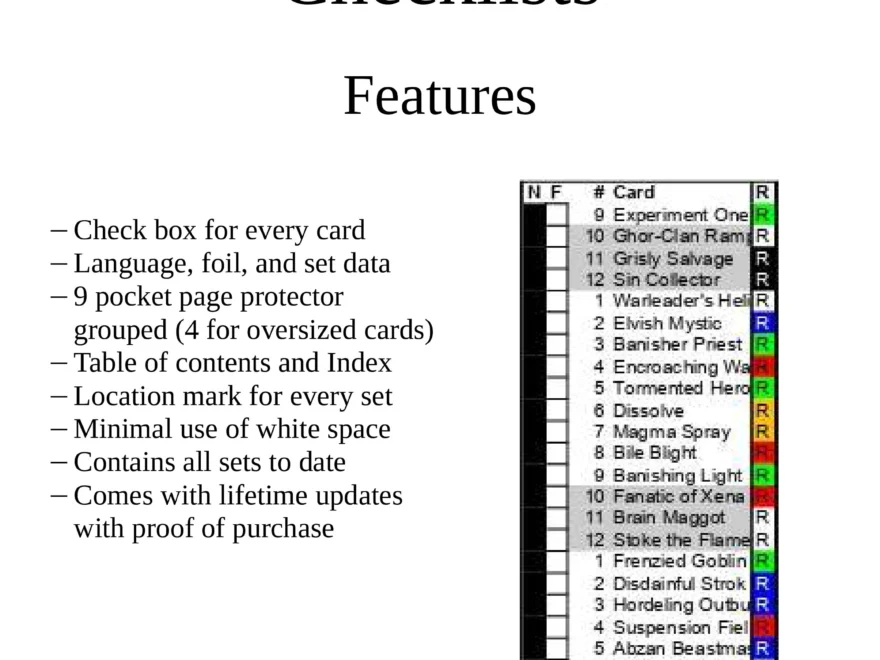 Printable Full Colored Magic The Gathering Unofficial Set Checklists And Sorting Guide Etsy