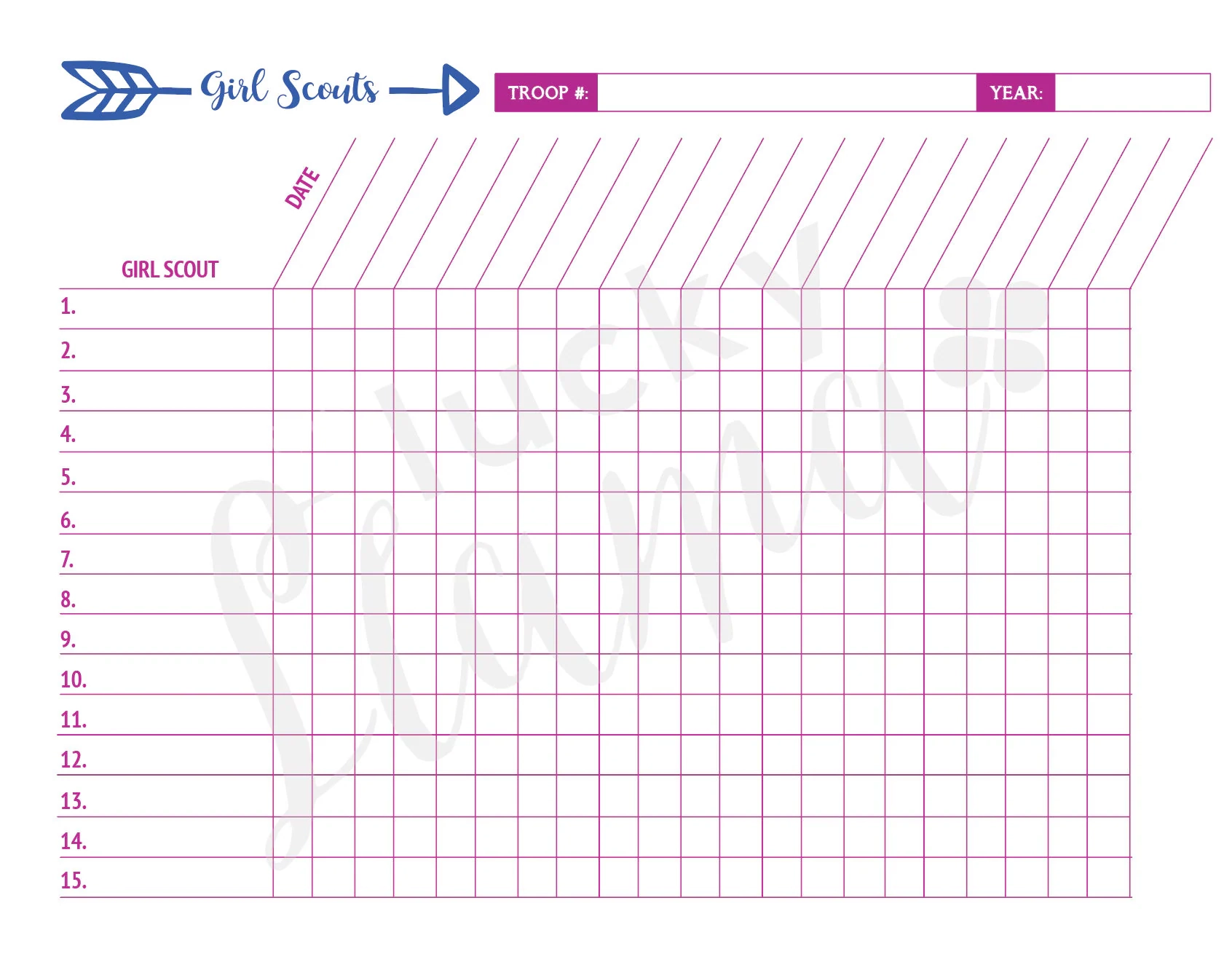 Brownie Attendance Sheet Free Printable