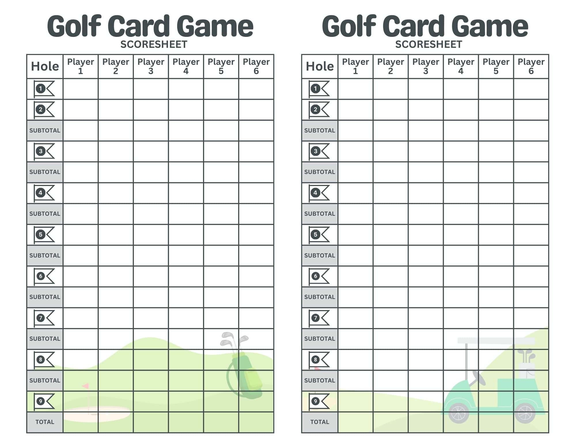 Printable Golf Card Game Scoresheet FREE PDF Scorecards Printable Golf Card Game Scoresheet FREE PDF Scorecards