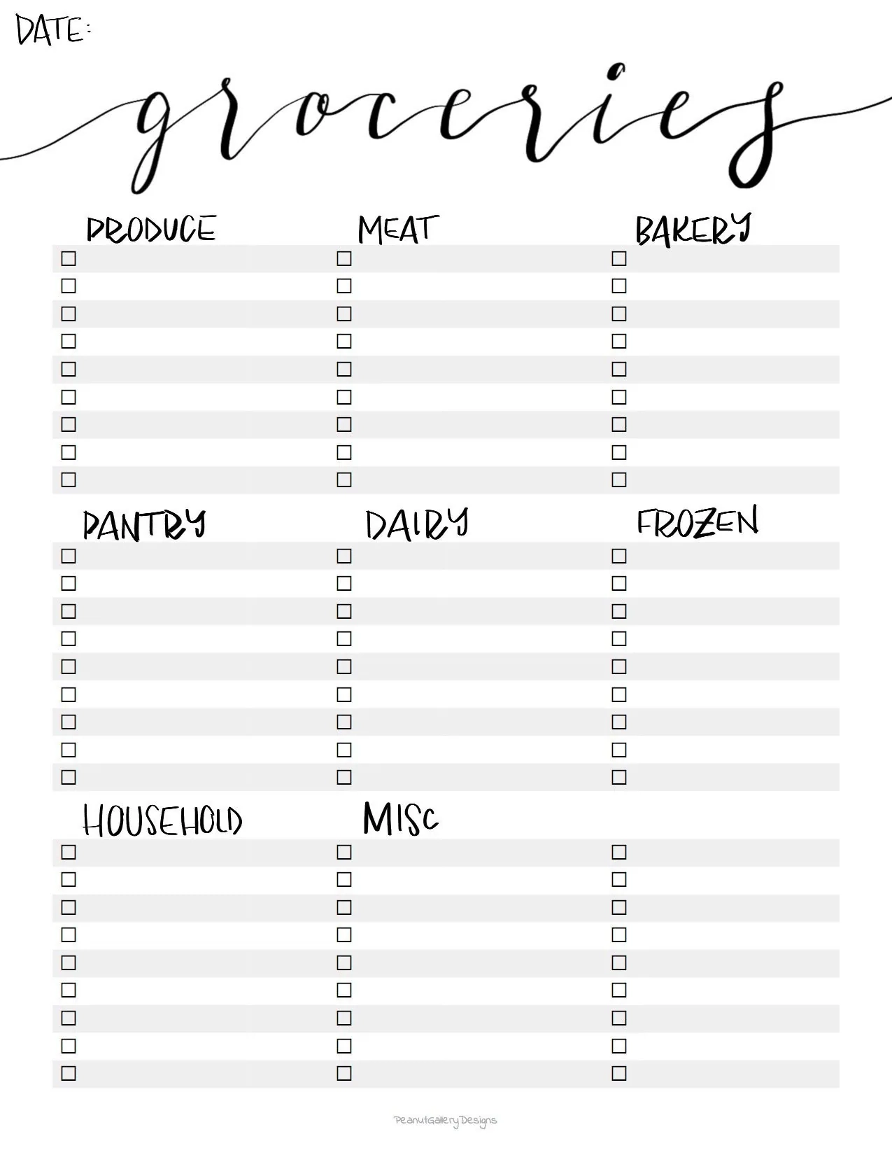 Printable Grocery List Template PDF Instand Download Etsy