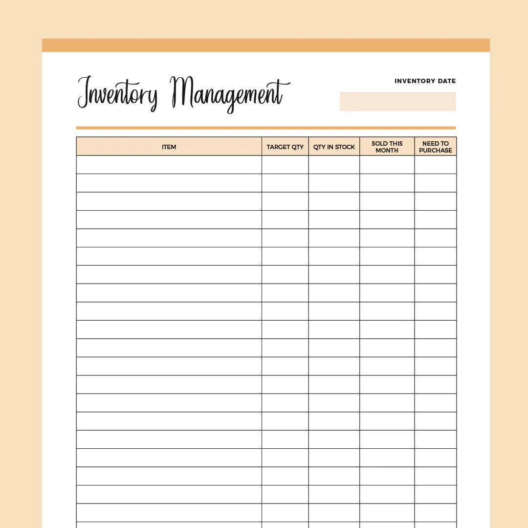Item Inventory List Printable