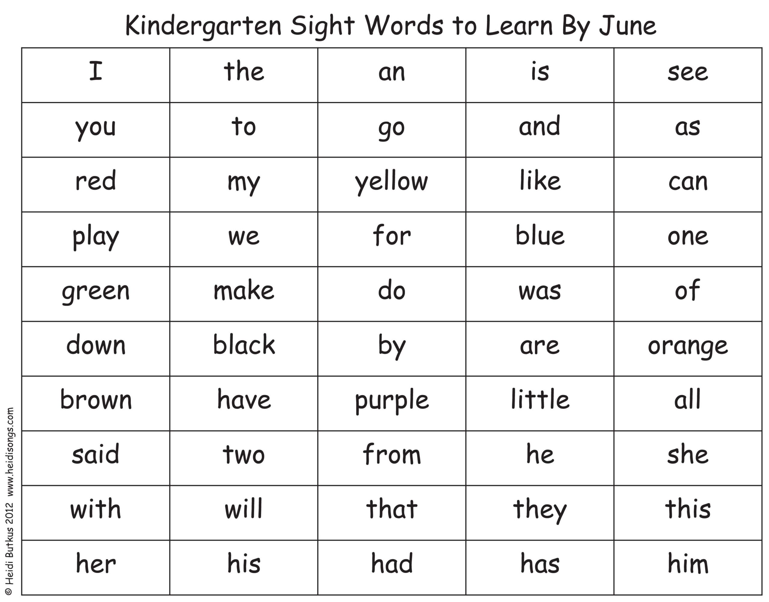 Printable List Of Kindergarten Sight Words Printable Bingo Cards Printable List Of Kindergarten Sight Words Printable Bingo Cards