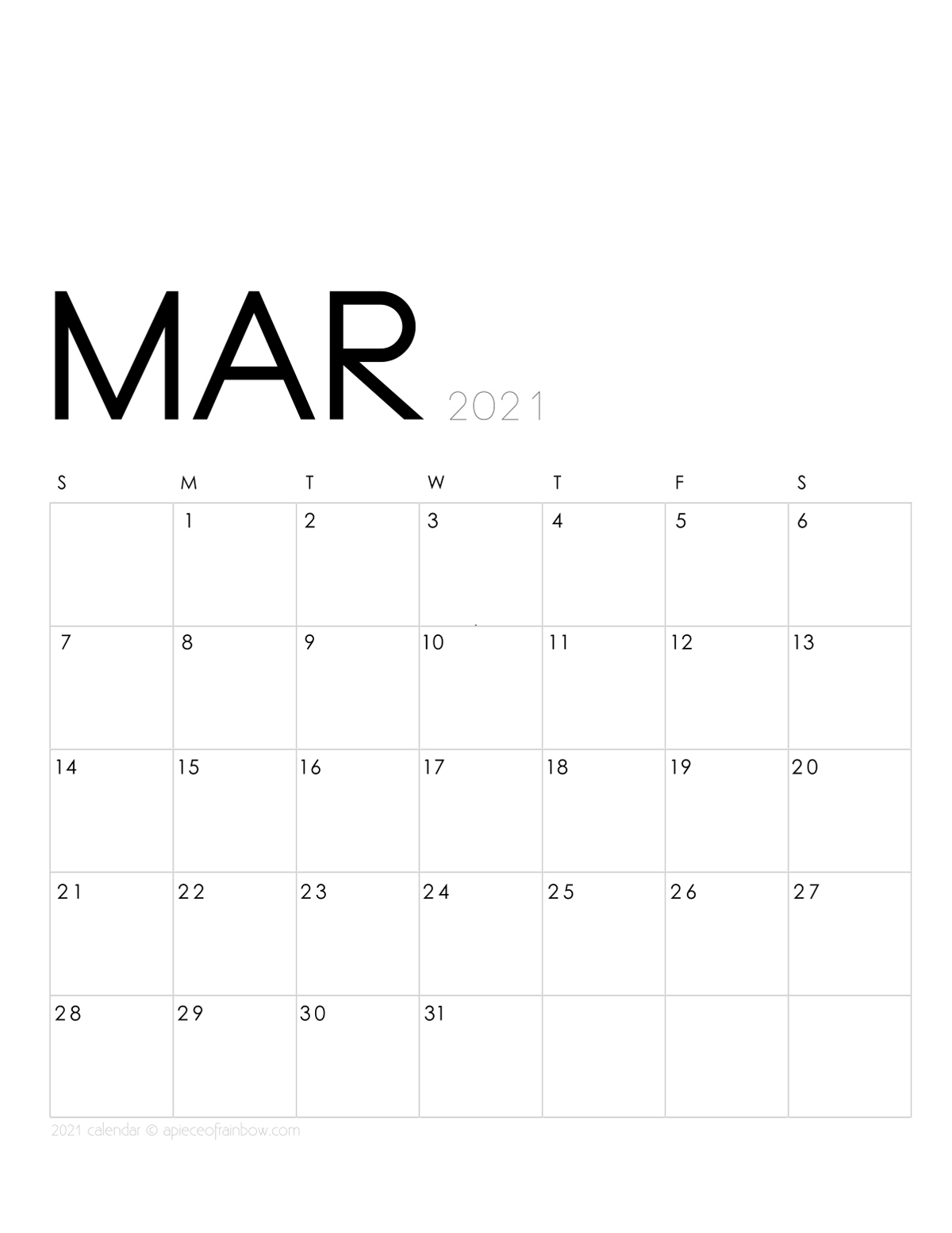 Free Printable March Planner