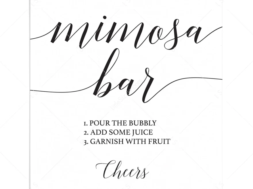 Printable Mimosa Bar Sign With Calligraphy Font Instant Download LittleSizzle