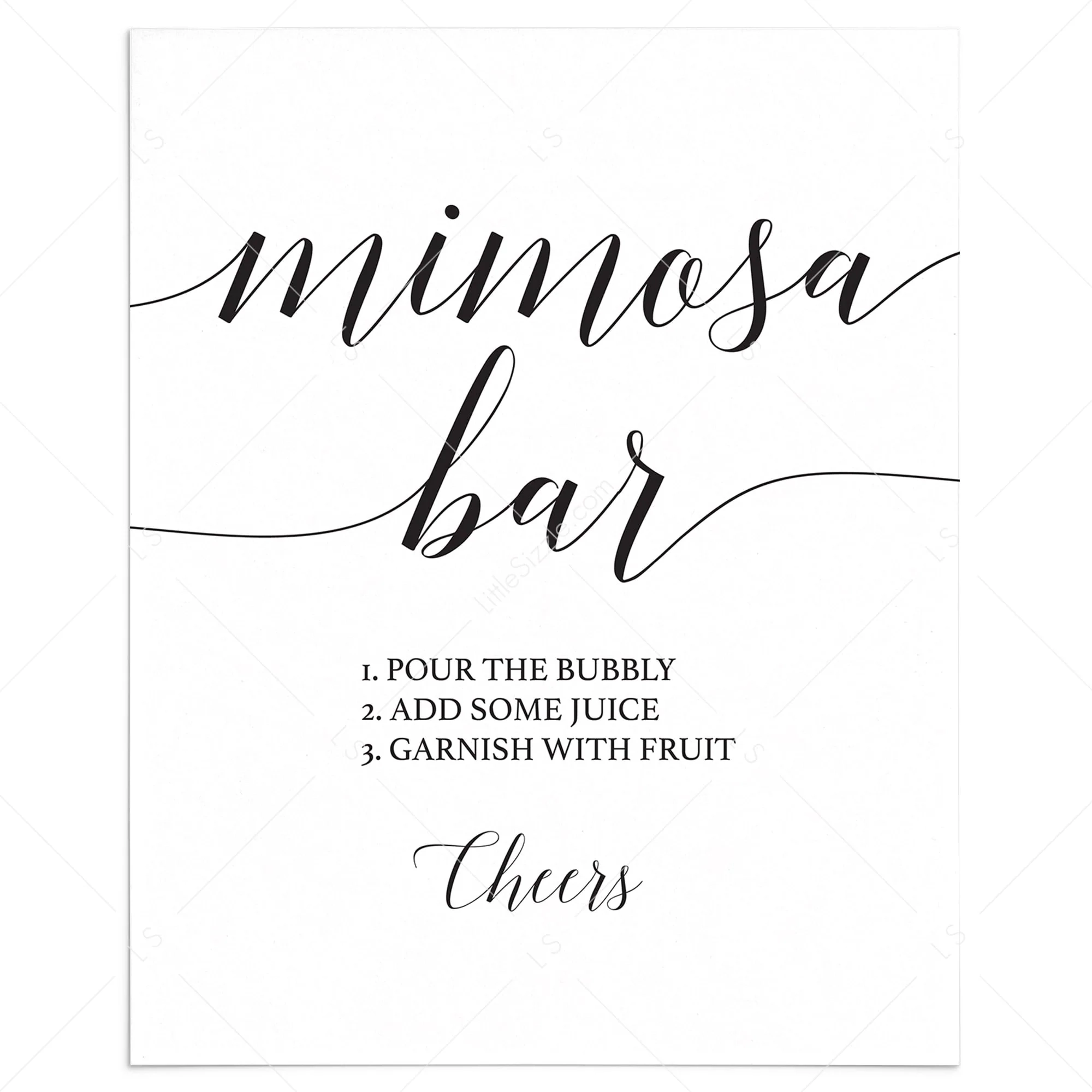 Printable Mimosa Bar Sign With Calligraphy Font Instant Download LittleSizzle Printable Mimosa Bar Sign With Calligraphy Font Instant Download LittleSizzle