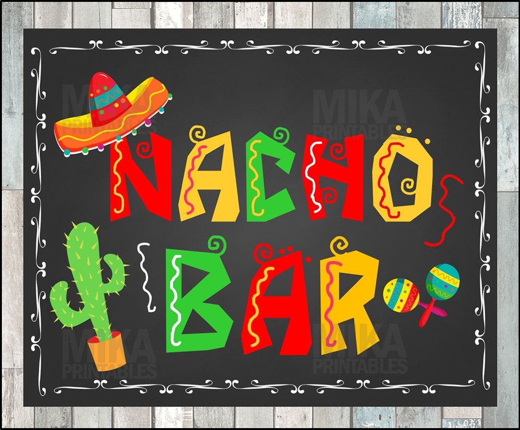 Printable NACHO BAR Sign Taco Party Sign Birthday Fiesta Sign DIY Party Decoration Mexican Party Sign Wedding Fiesta Birthday Signage Etsy