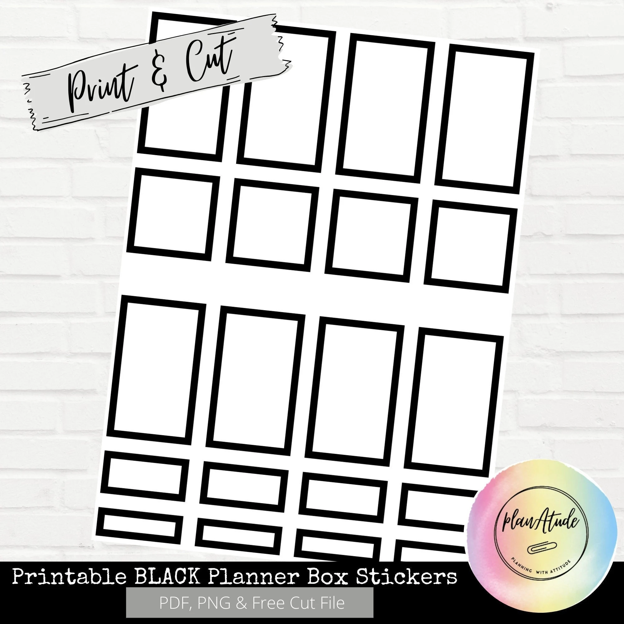 Printable Planner Box Stickers For Happy Planner Black Functional Printable Sticker Classic Vertical Etsy